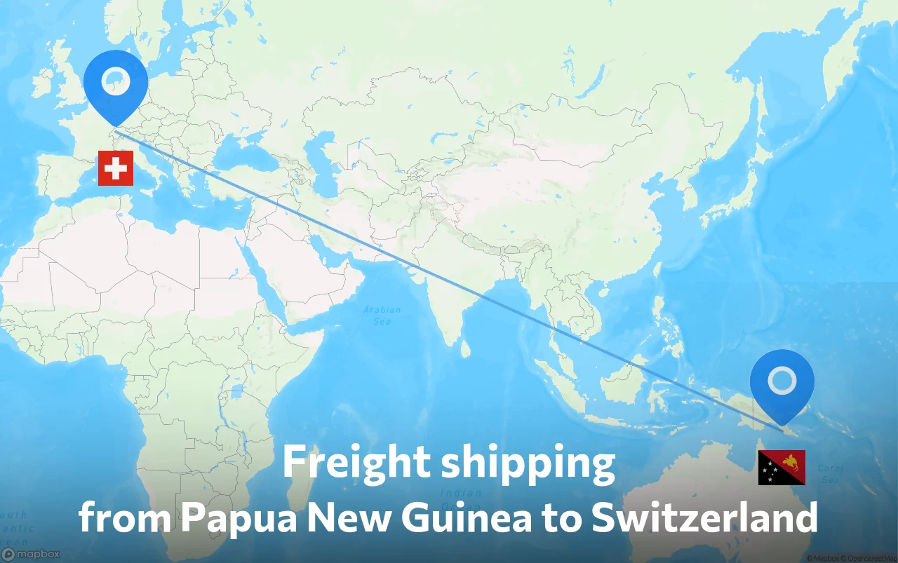 Shipping route from Papua New Guinea to Switzerland