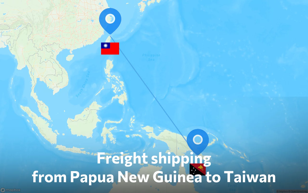 Shipping route from Papua New Guinea to Taiwan