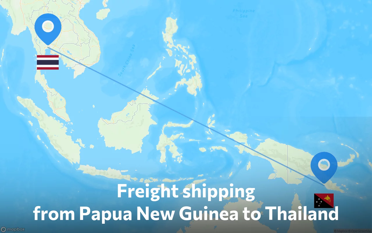 Shipping route from Papua New Guinea to Thailand