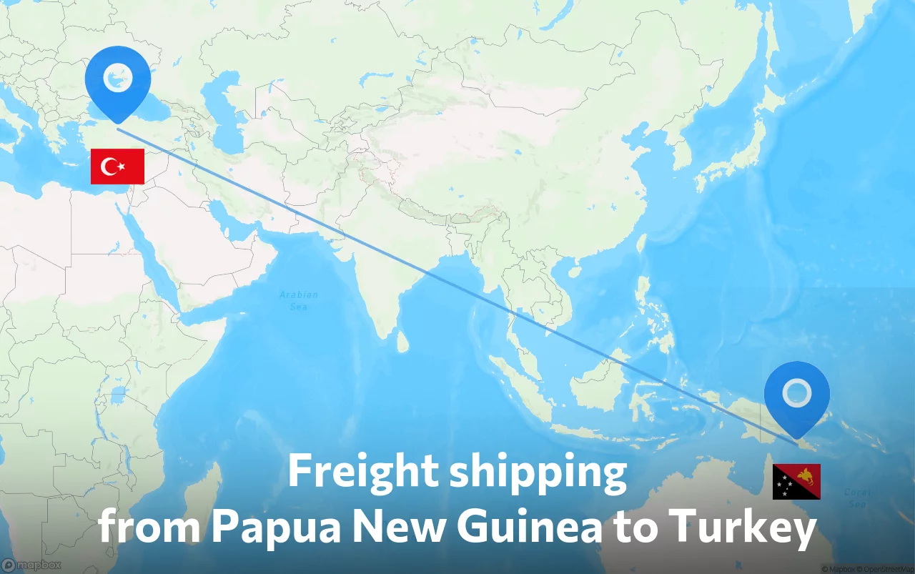 Shipping route from Papua New Guinea to Turkey