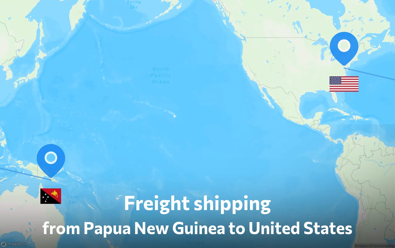 Shipping route from Papua New Guinea to United States