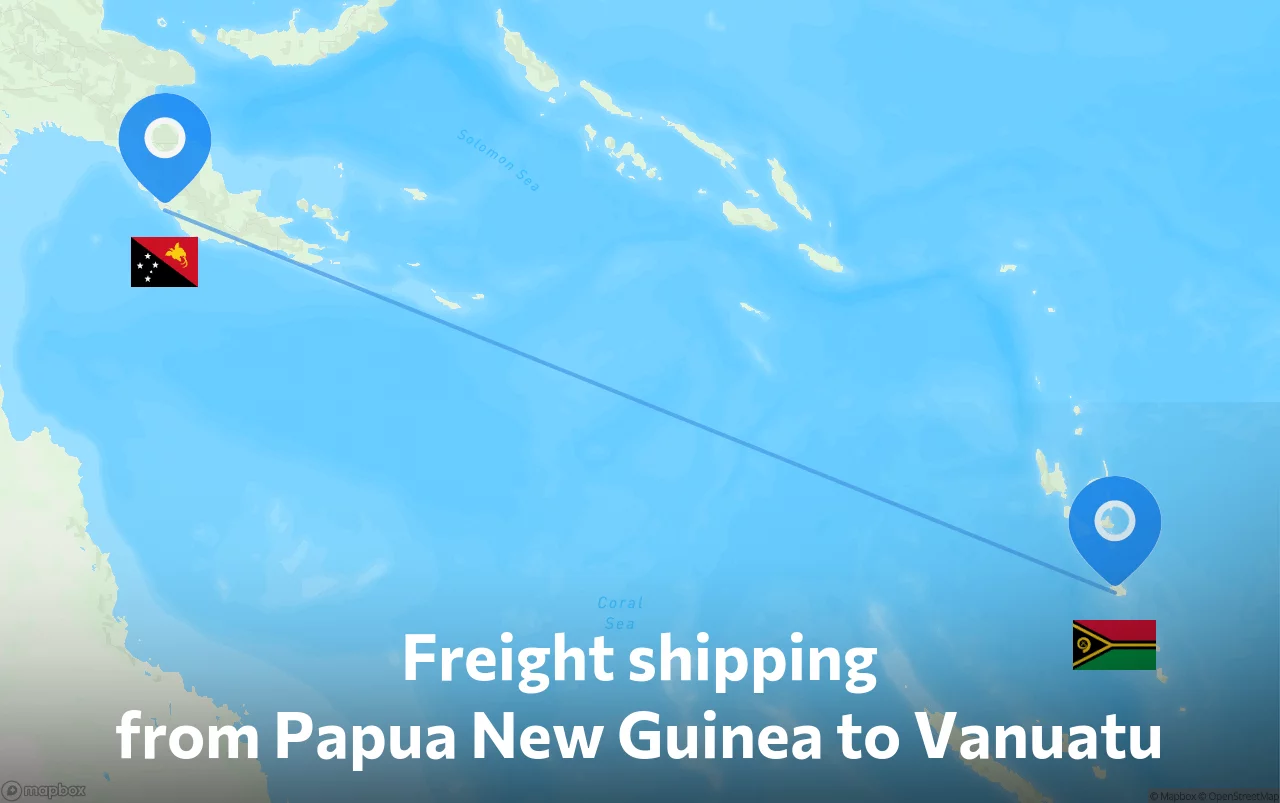 Shipping route from Papua New Guinea to Vanuatu