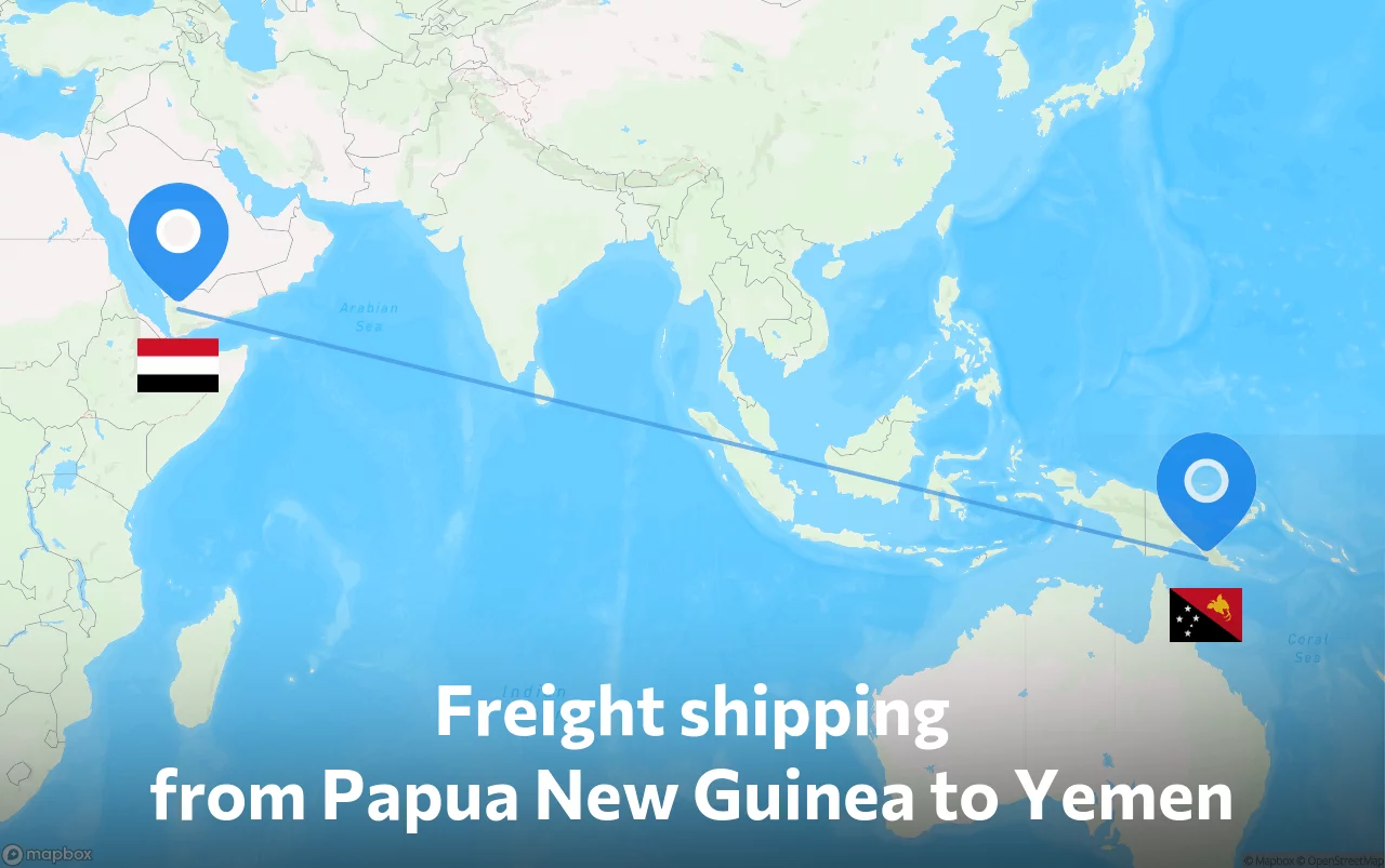 Shipping route from Papua New Guinea to Yemen