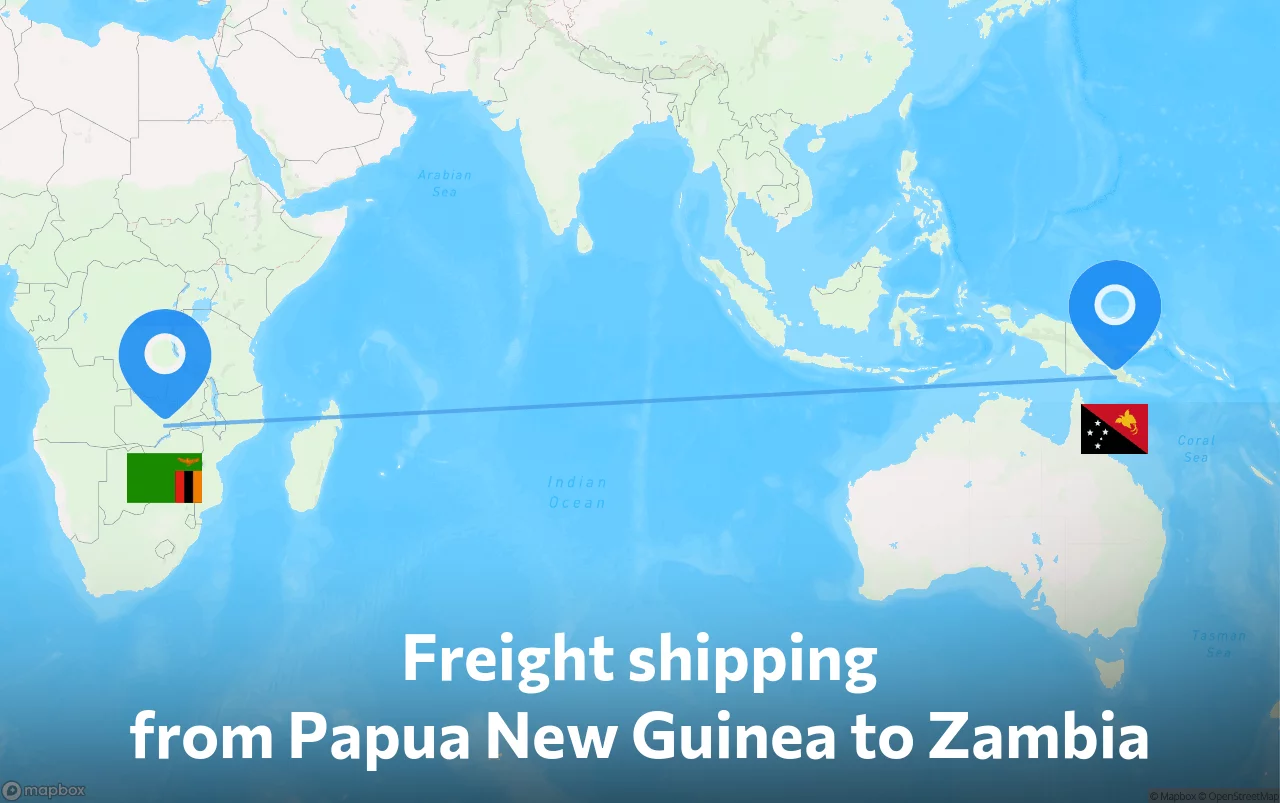 Shipping route from Papua New Guinea to Zambia