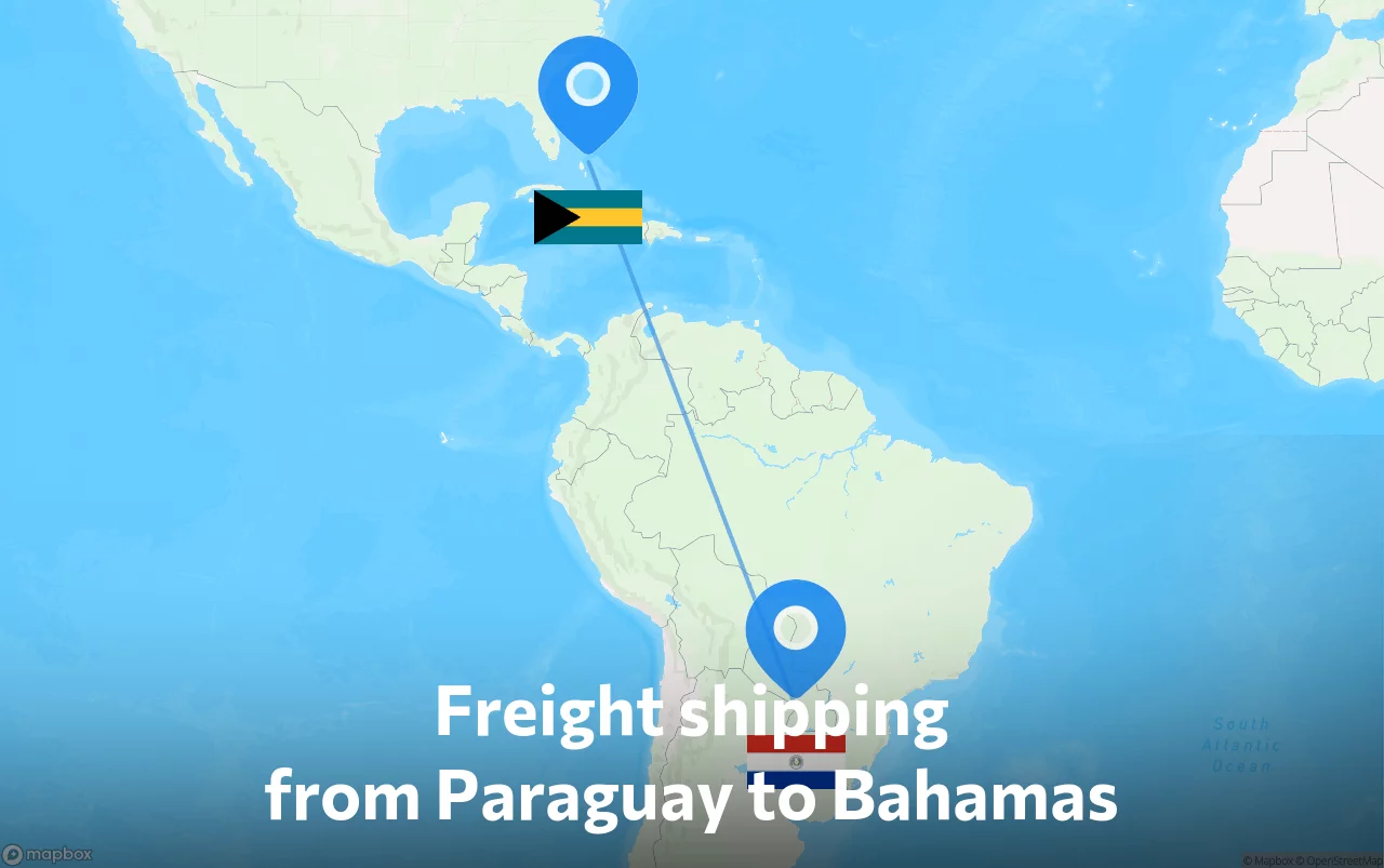 Shipping route from Paraguay to Bahamas