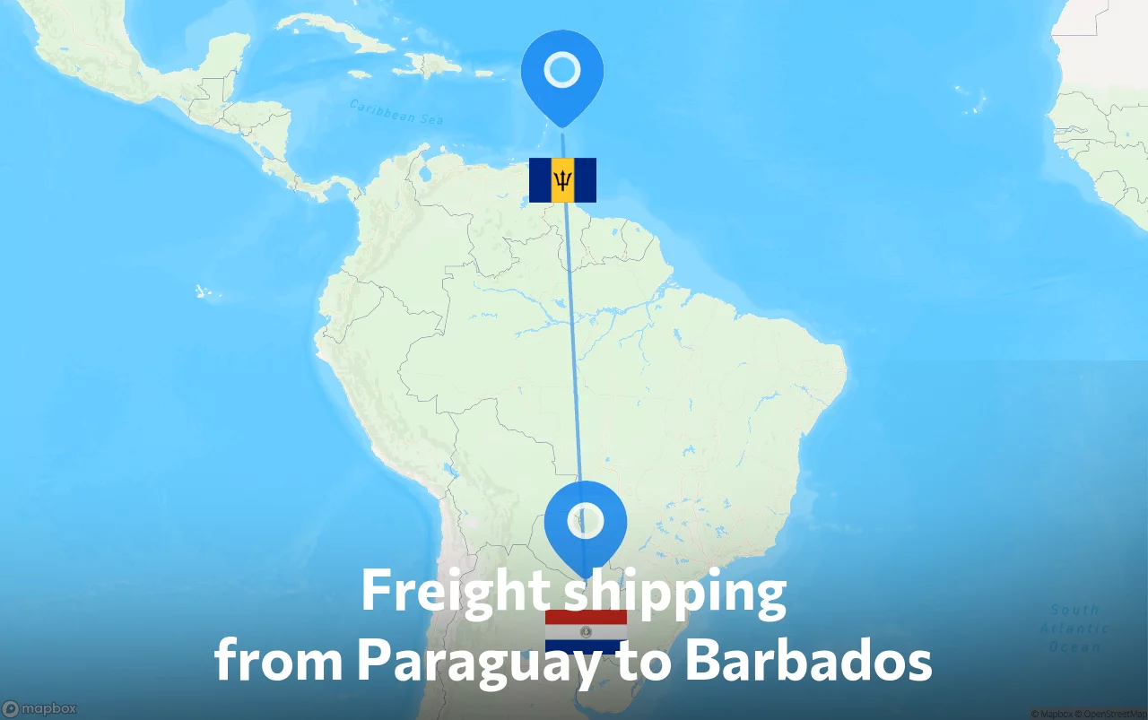 Shipping route from Paraguay to Barbados