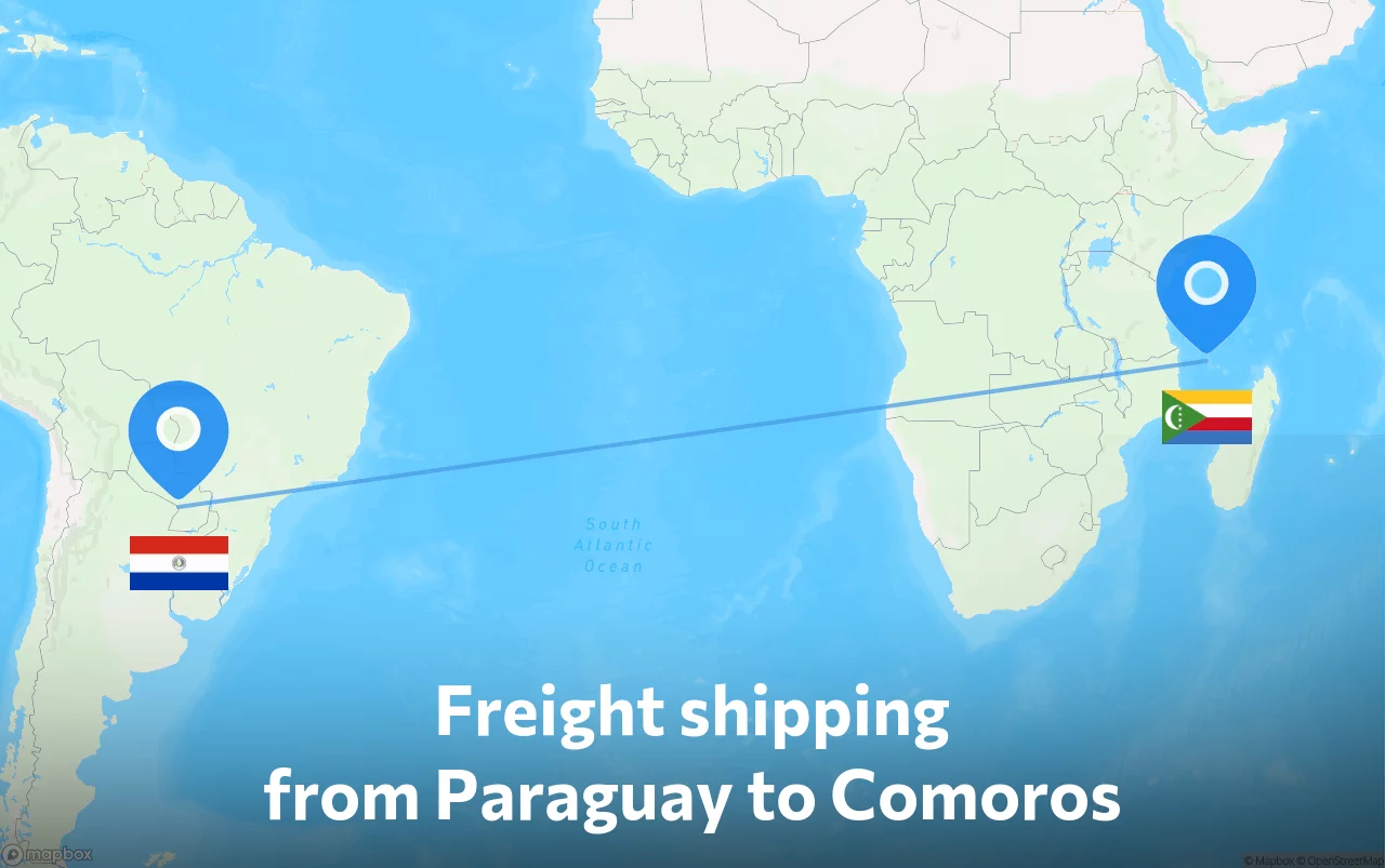 Shipping route from Paraguay to Comoros
