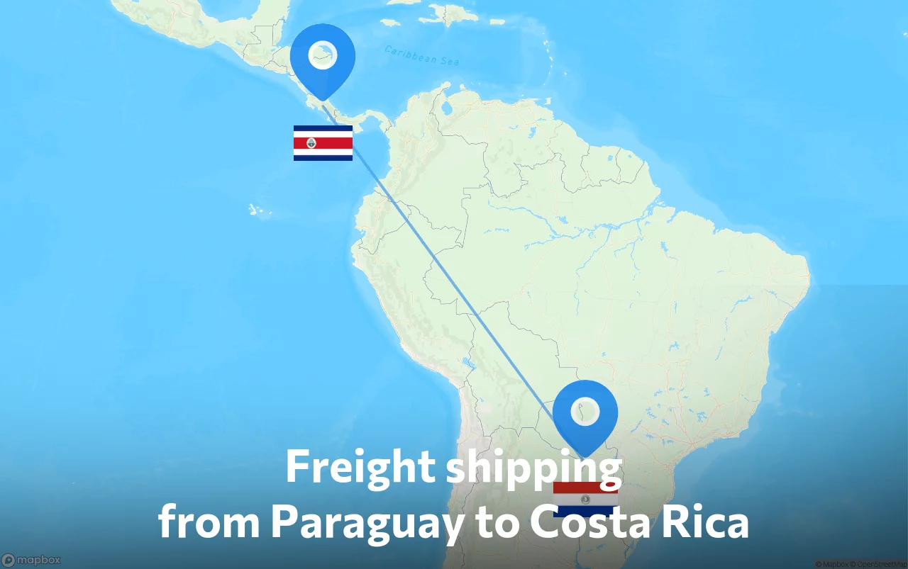Shipping route from Paraguay to Costa Rica