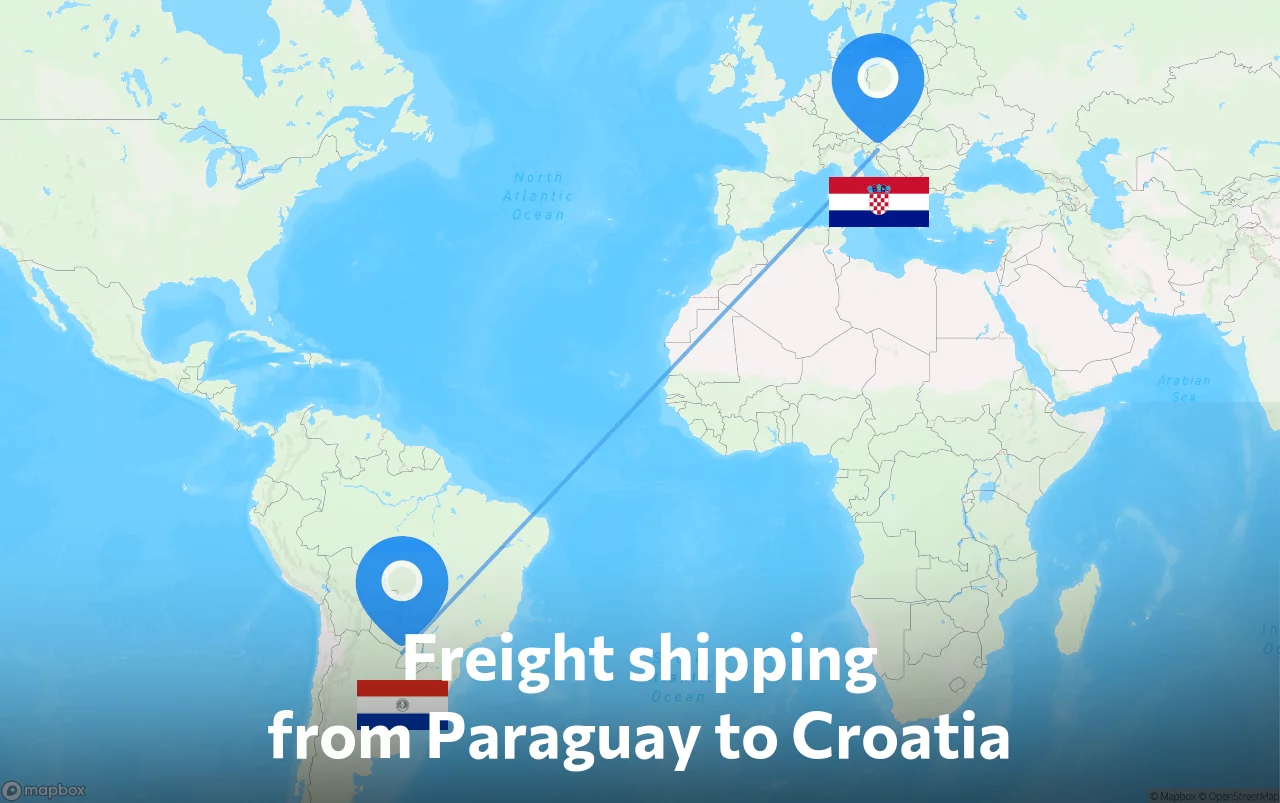 Shipping route from Paraguay to Croatia