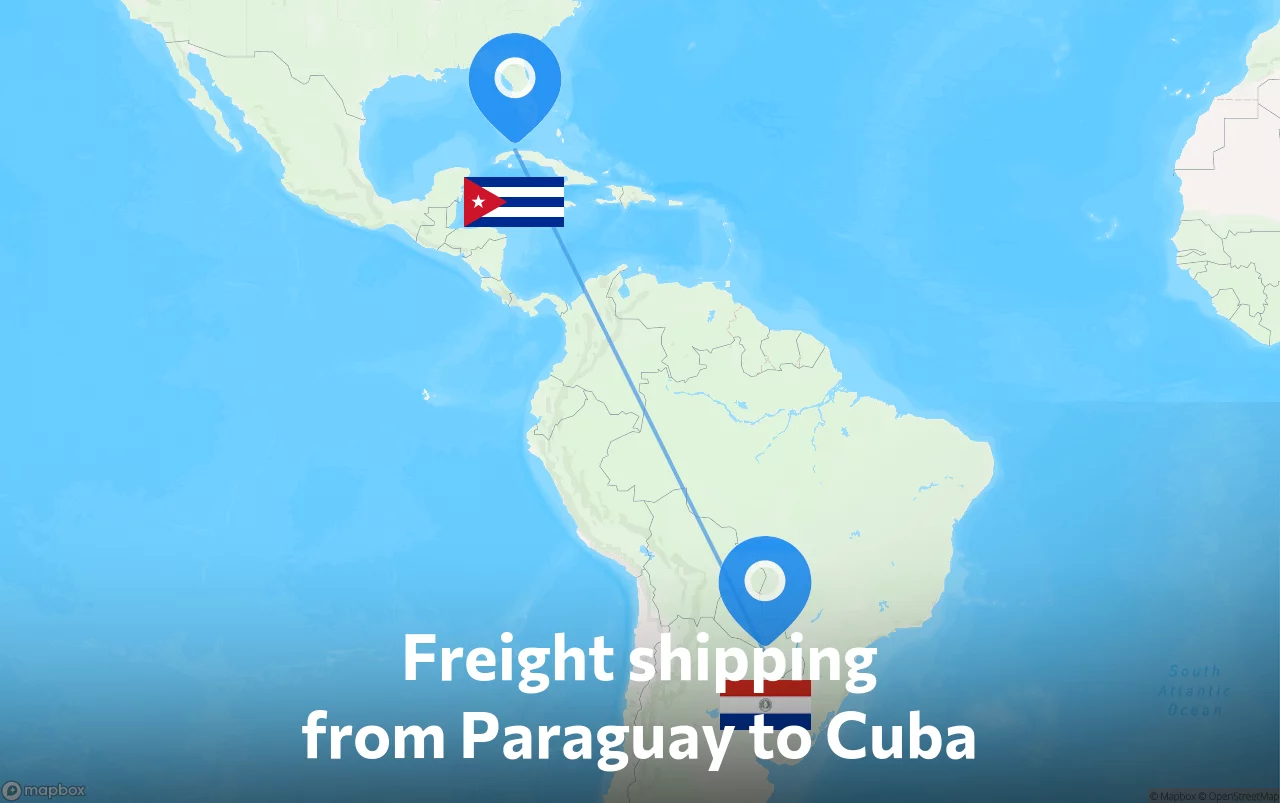 Shipping route from Paraguay to Cuba