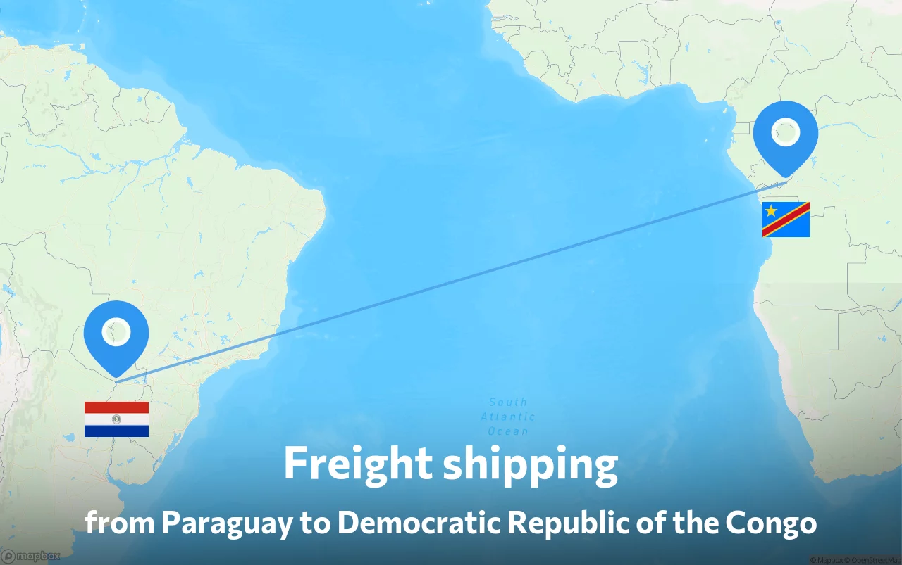 Shipping route from Paraguay to Democratic Republic of the Congo