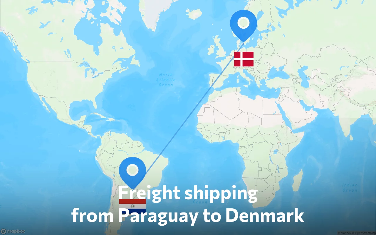 Shipping route from Paraguay to Denmark