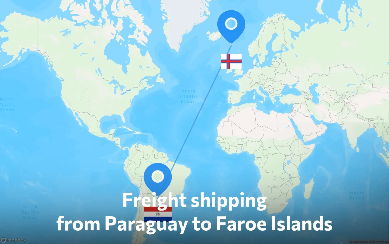 Shipping route from Paraguay to Faroe Islands