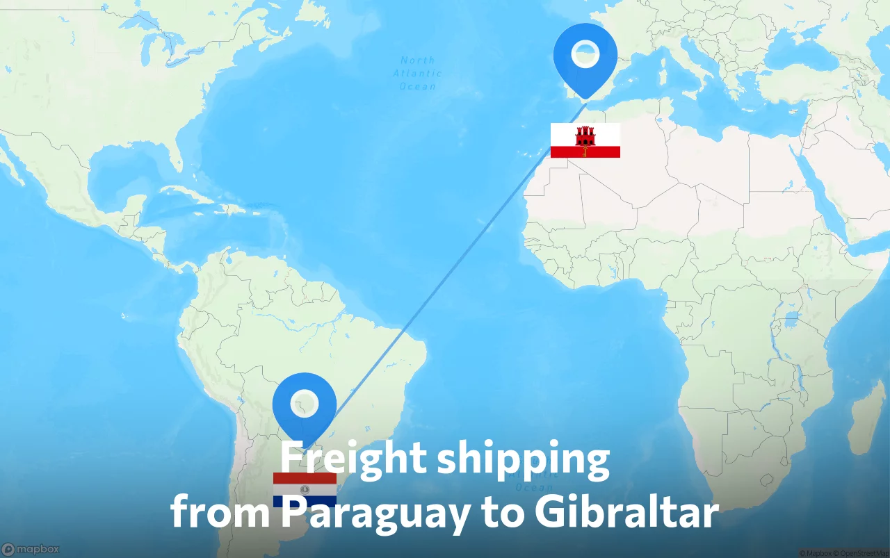 Shipping route from Paraguay to Gibraltar