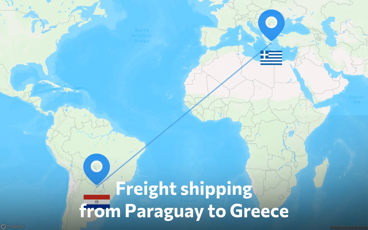 Shipping route from Paraguay to Greece