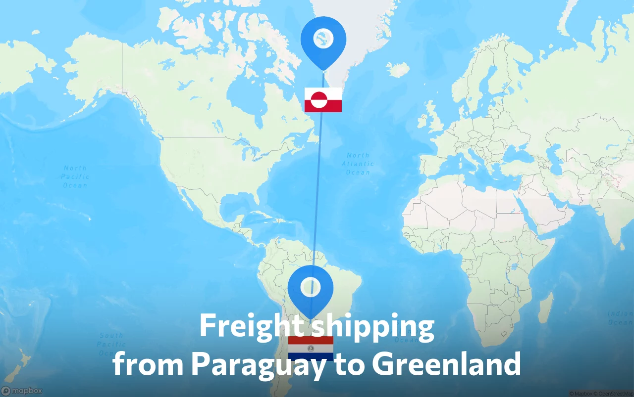 Shipping route from Paraguay to Greenland
