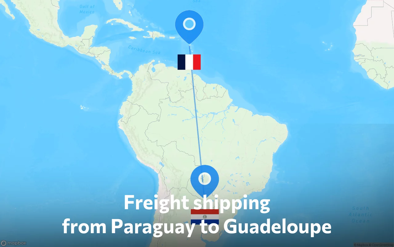 Shipping route from Paraguay to Guadeloupe