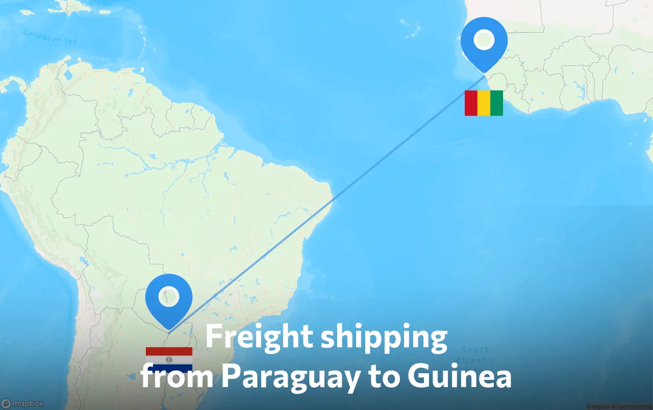 Shipping route from Paraguay to Guinea