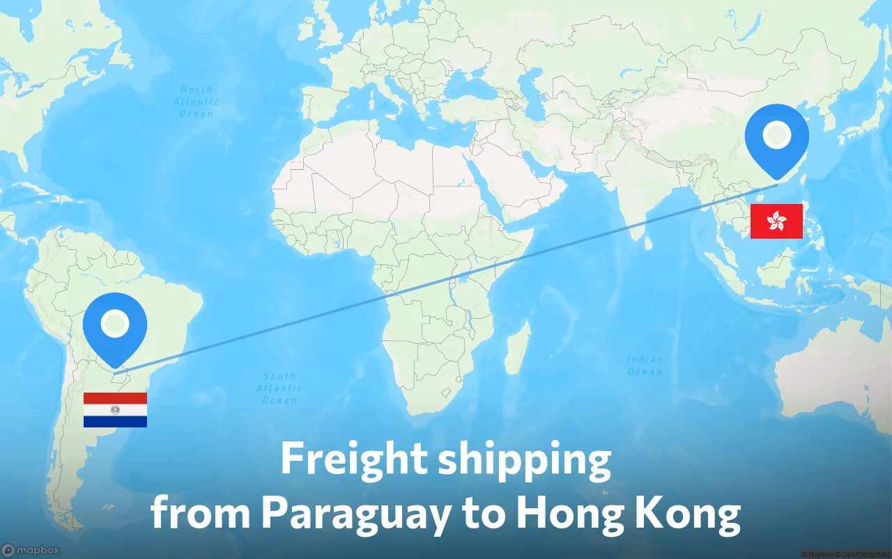 Shipping route from Paraguay to Hong Kong