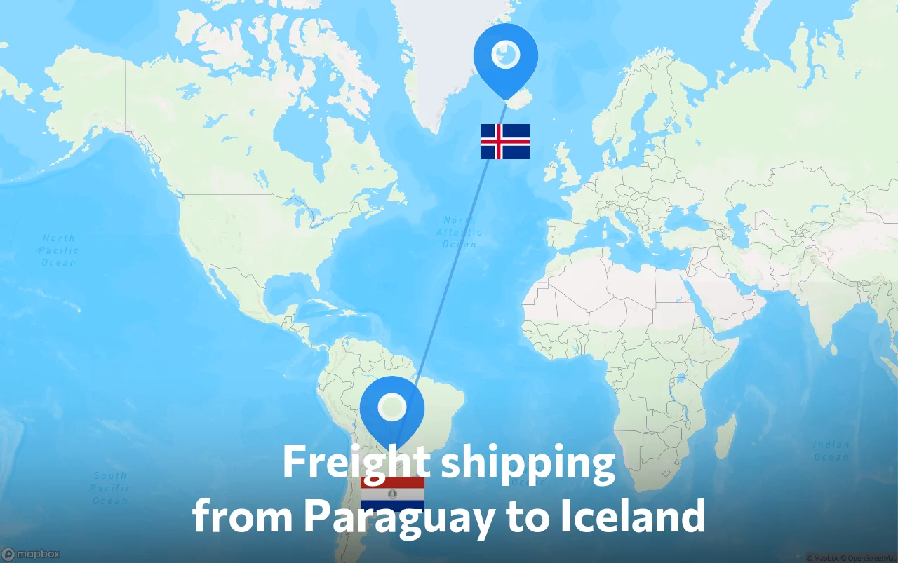 Shipping route from Paraguay to Iceland