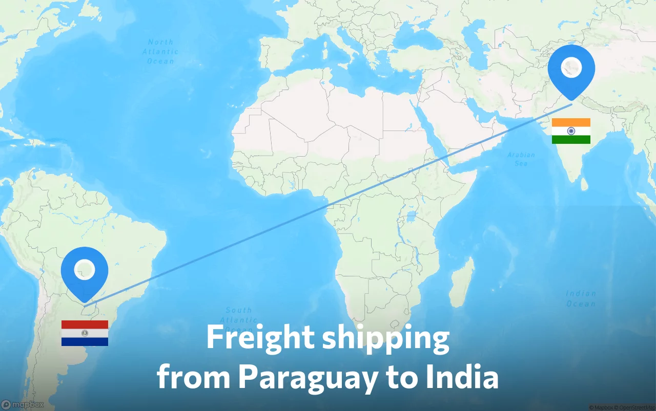 Shipping route from Paraguay to India
