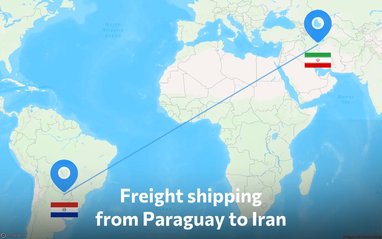 Shipping route from Paraguay to Iran