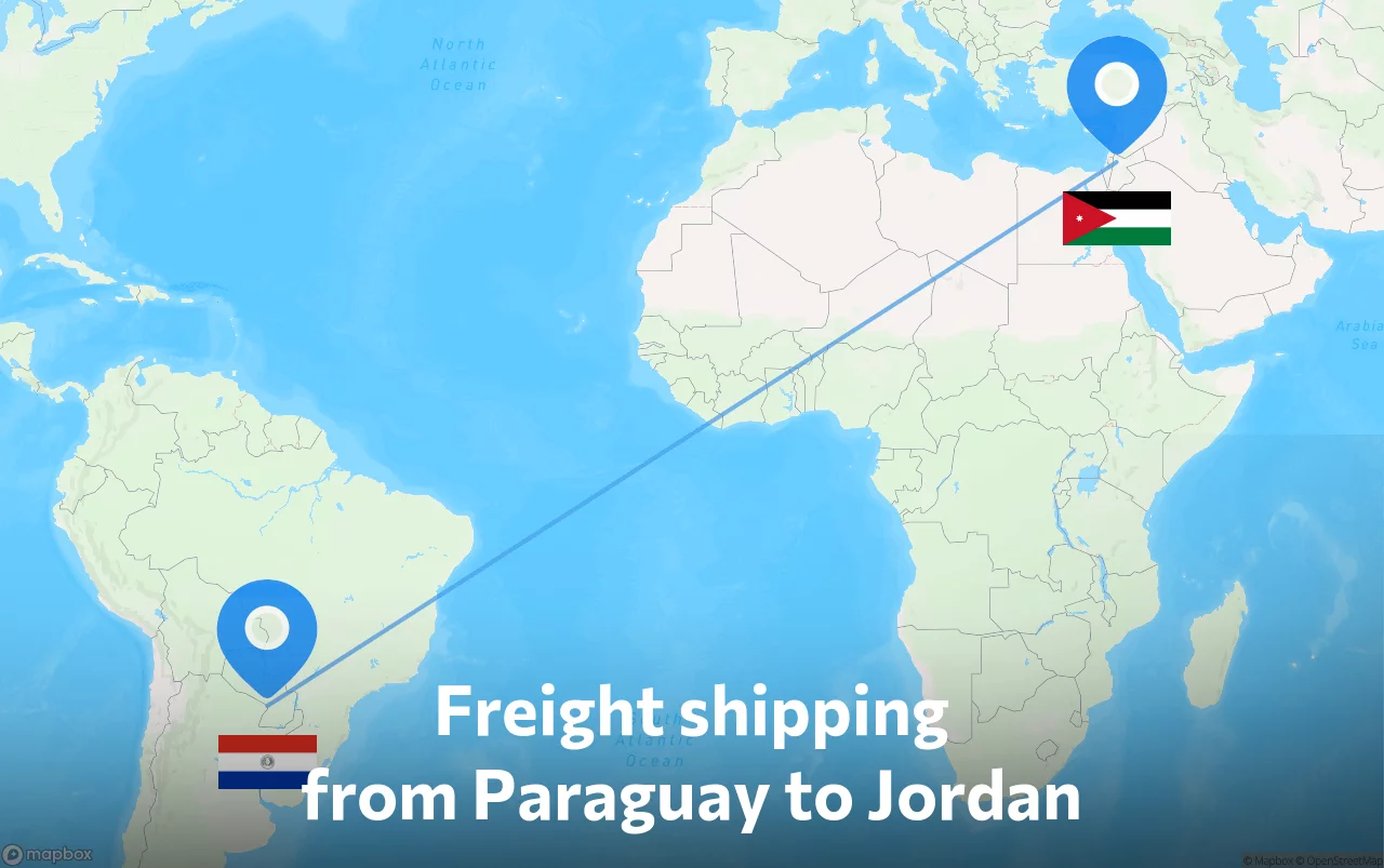 Shipping route from Paraguay to Jordan