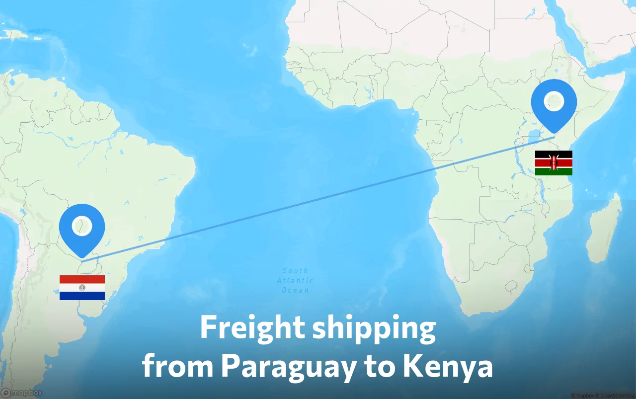Shipping route from Paraguay to Kenya