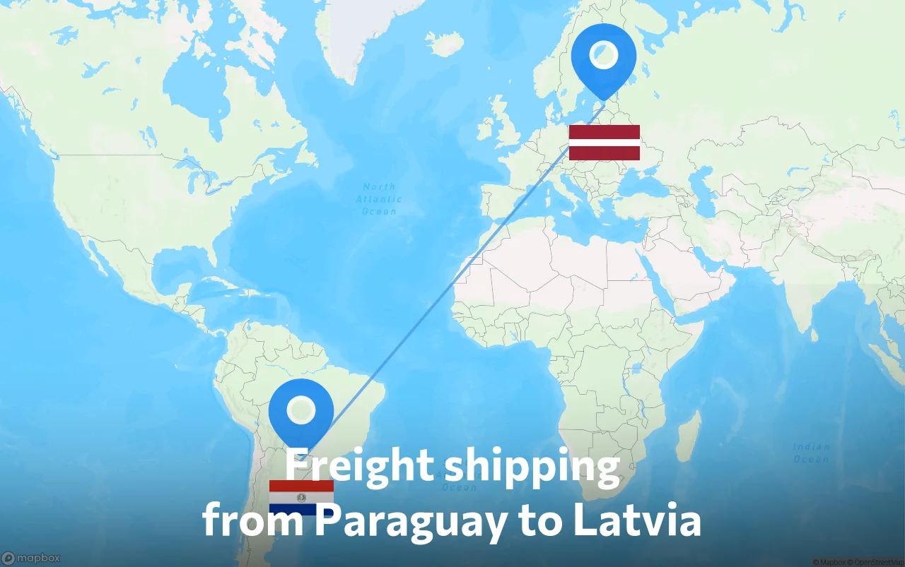 Shipping route from Paraguay to Latvia