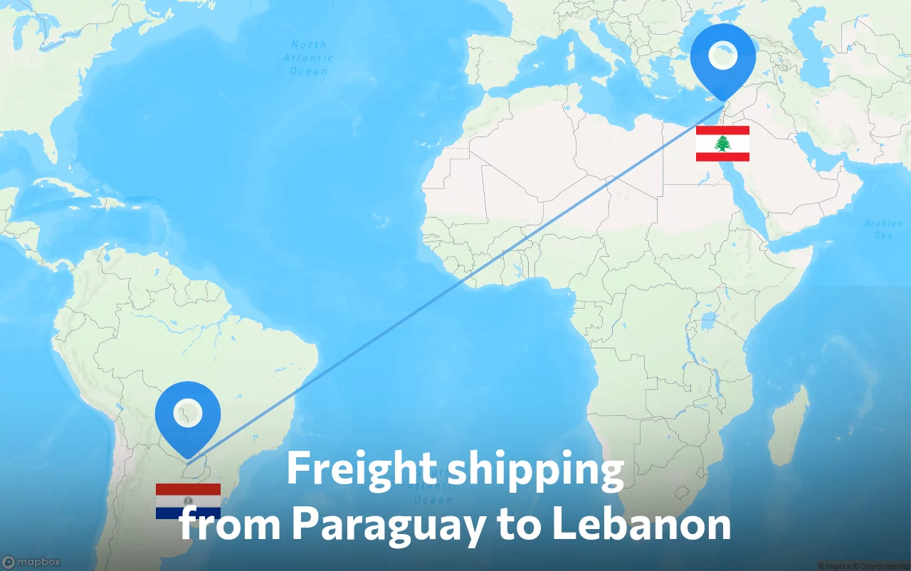 Shipping route from Paraguay to Lebanon
