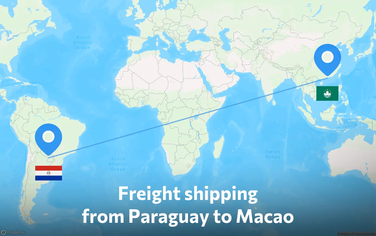 Shipping route from Paraguay to Macao