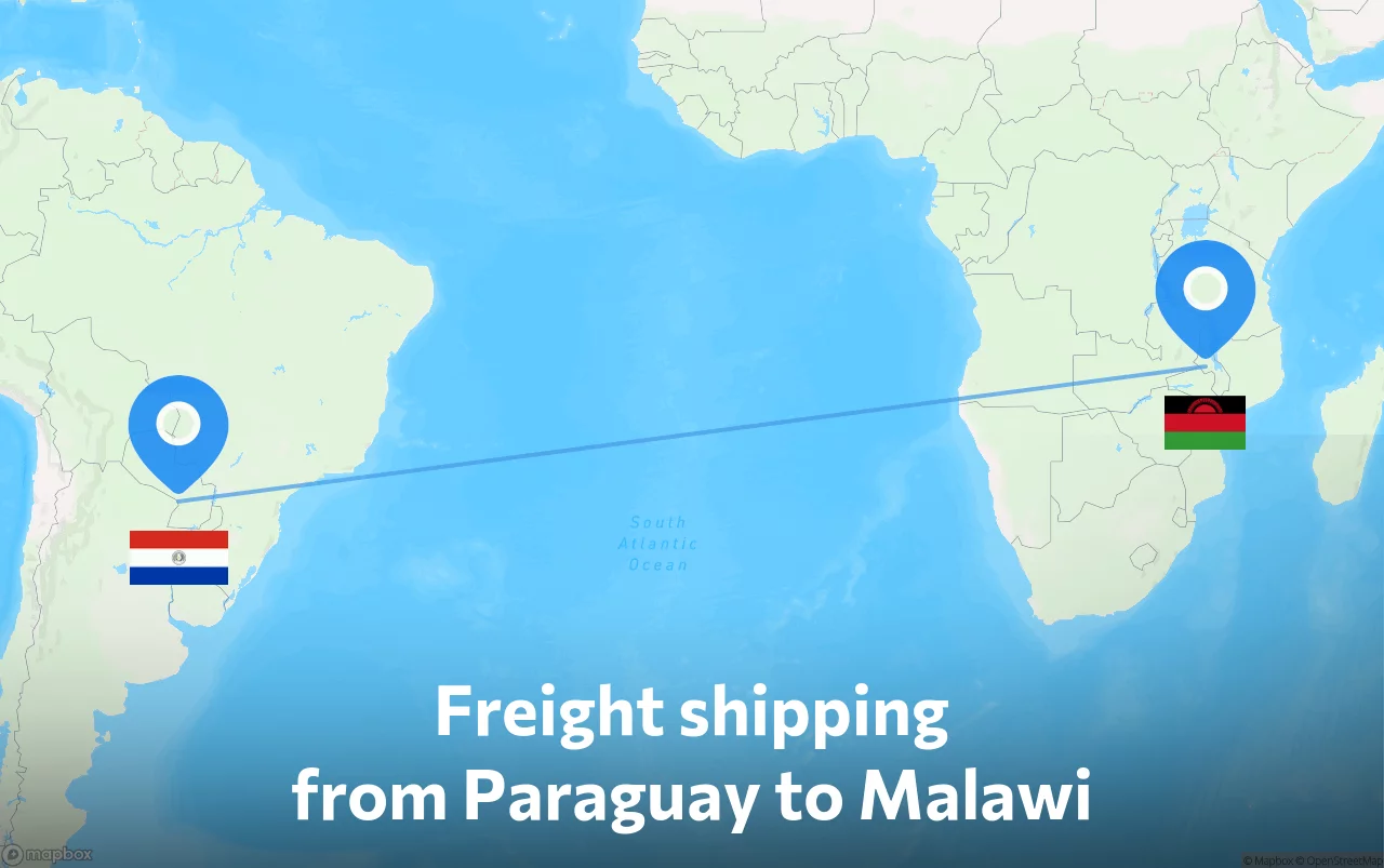 Shipping route from Paraguay to Malawi
