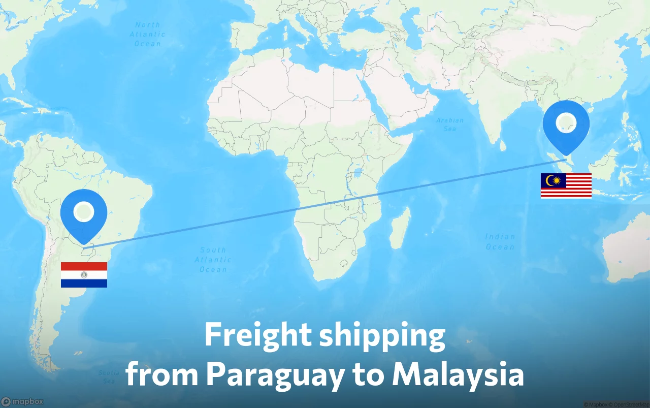 Shipping route from Paraguay to Malaysia