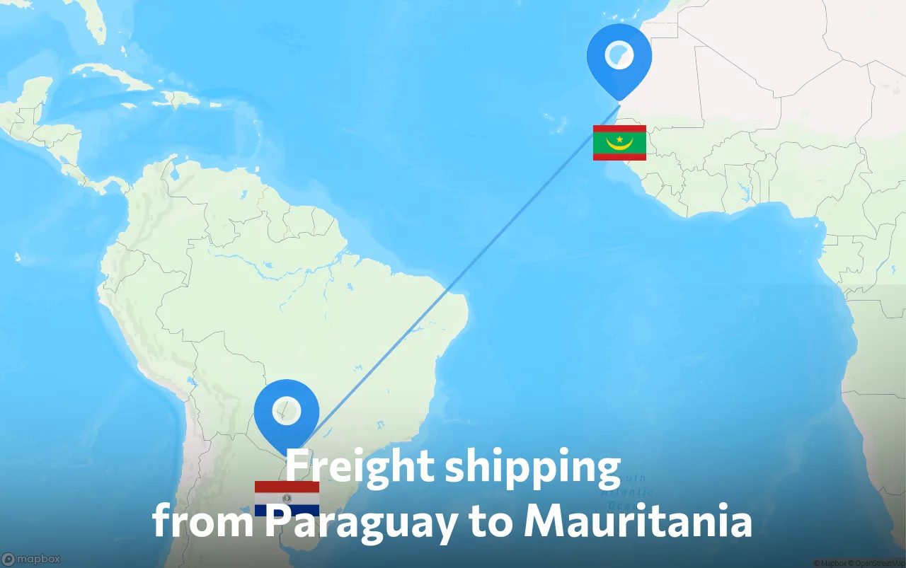 Shipping route from Paraguay to Mauritania