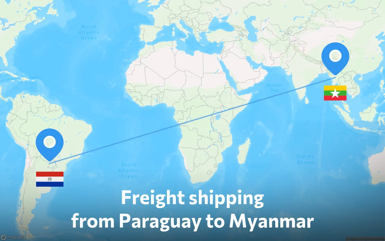 Shipping route from Paraguay to Myanmar