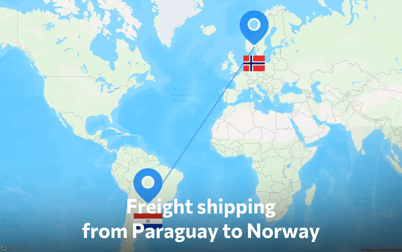 Shipping route from Paraguay to Norway