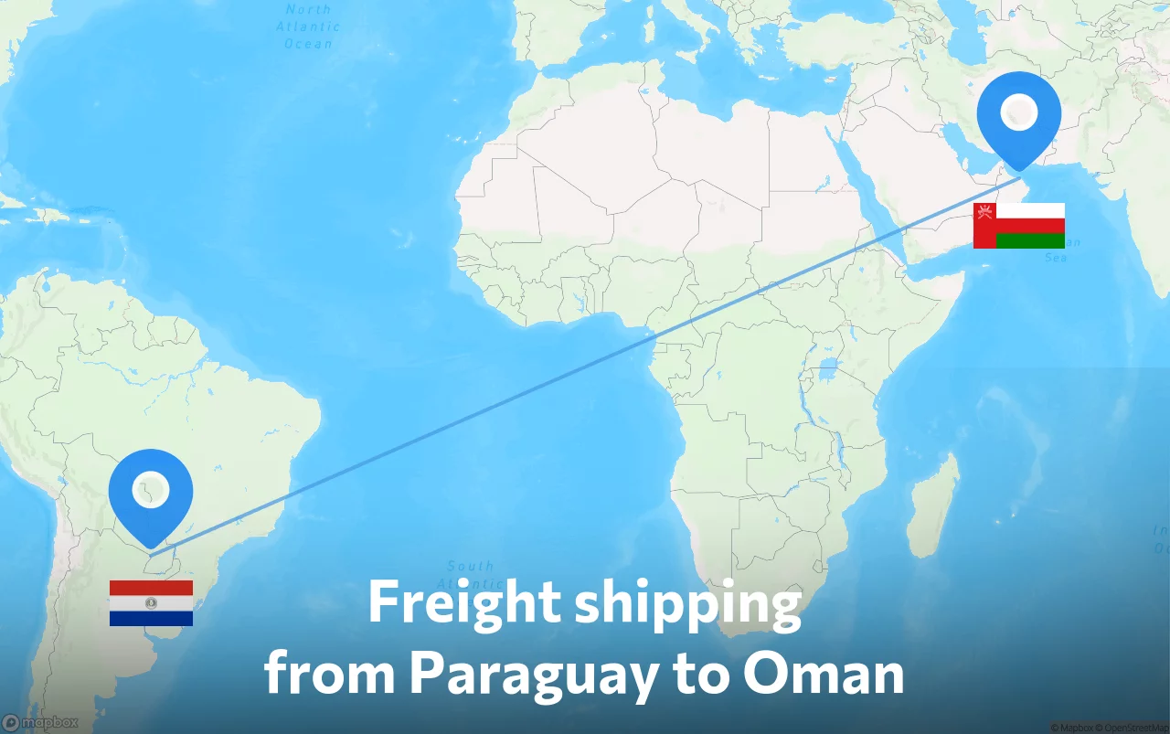 Shipping route from Paraguay to Oman
