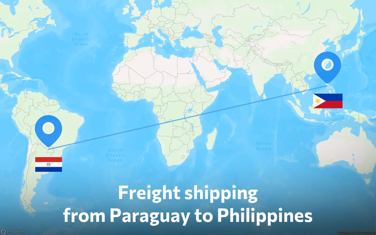 Shipping route from Paraguay to Philippines