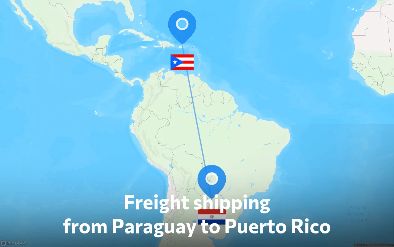 Shipping route from Paraguay to Puerto Rico