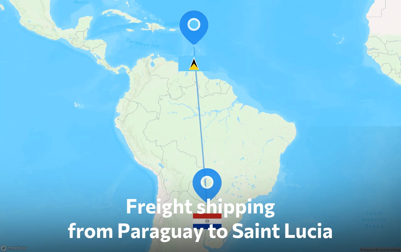 Shipping route from Paraguay to Saint Lucia