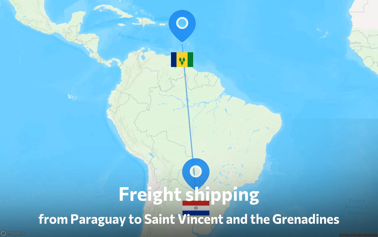 Shipping route from Paraguay to Saint Vincent and the Grenadines