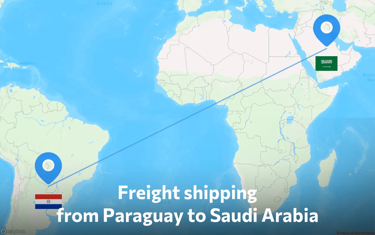 Shipping route from Paraguay to Saudi Arabia