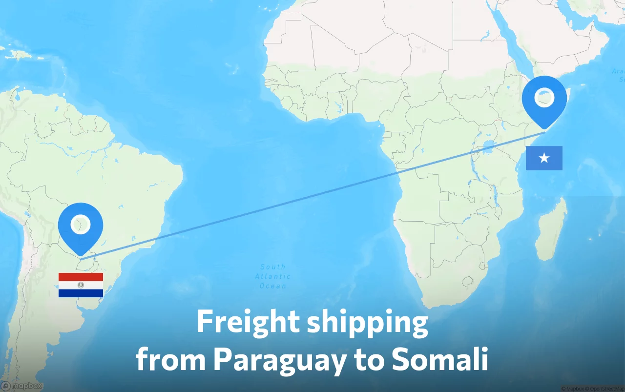 Shipping route from Paraguay to Somali