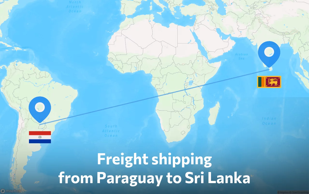 Shipping route from Paraguay to Sri Lanka