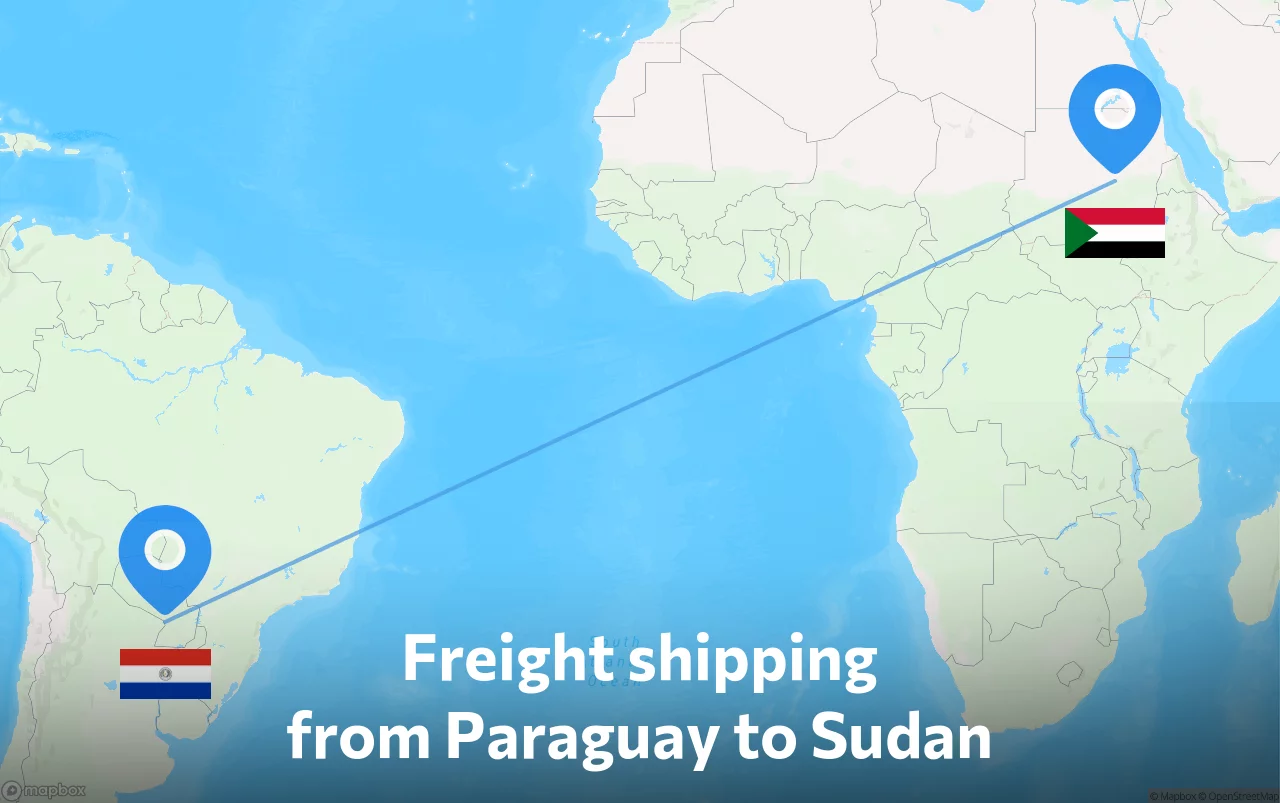 Shipping route from Paraguay to Sudan