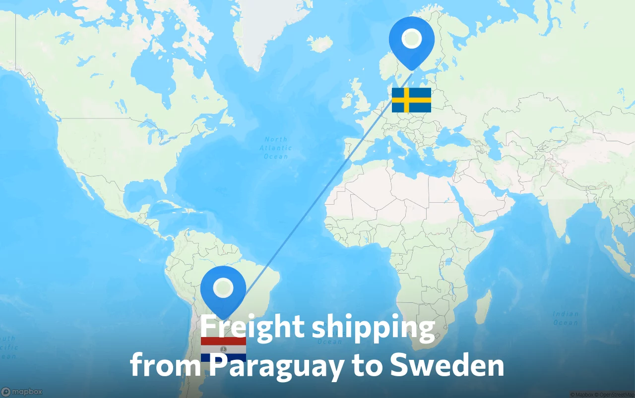 Shipping route from Paraguay to Sweden