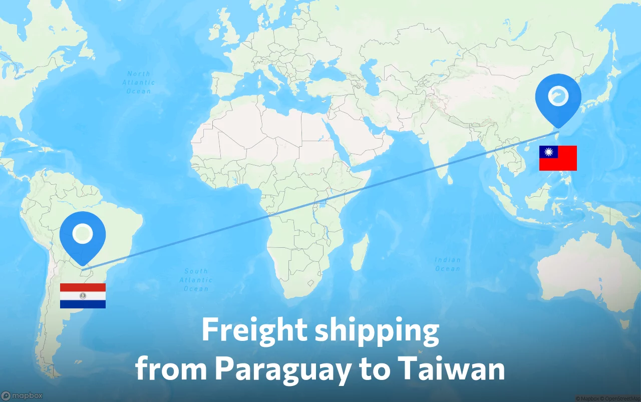 Shipping route from Paraguay to Taiwan