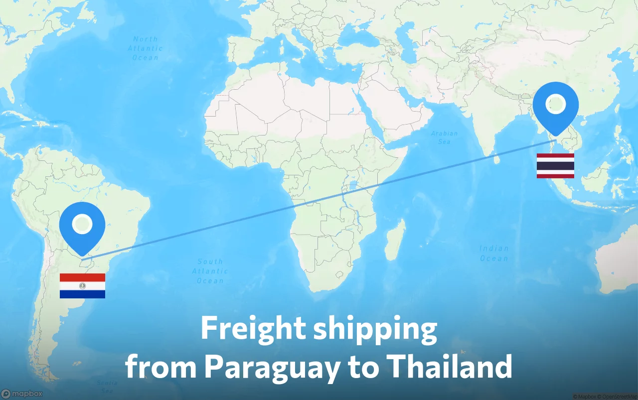 Shipping route from Paraguay to Thailand
