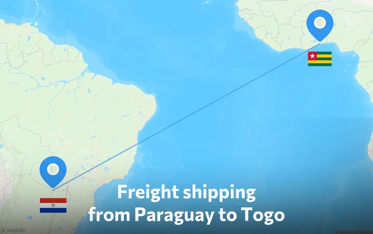 Shipping route from Paraguay to Togo