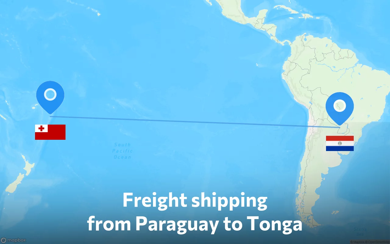 Shipping route from Paraguay to Tonga
